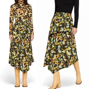 Marie Oliver Cotton Silk Tilda Midi Skirt in Tiger Lily Size 4